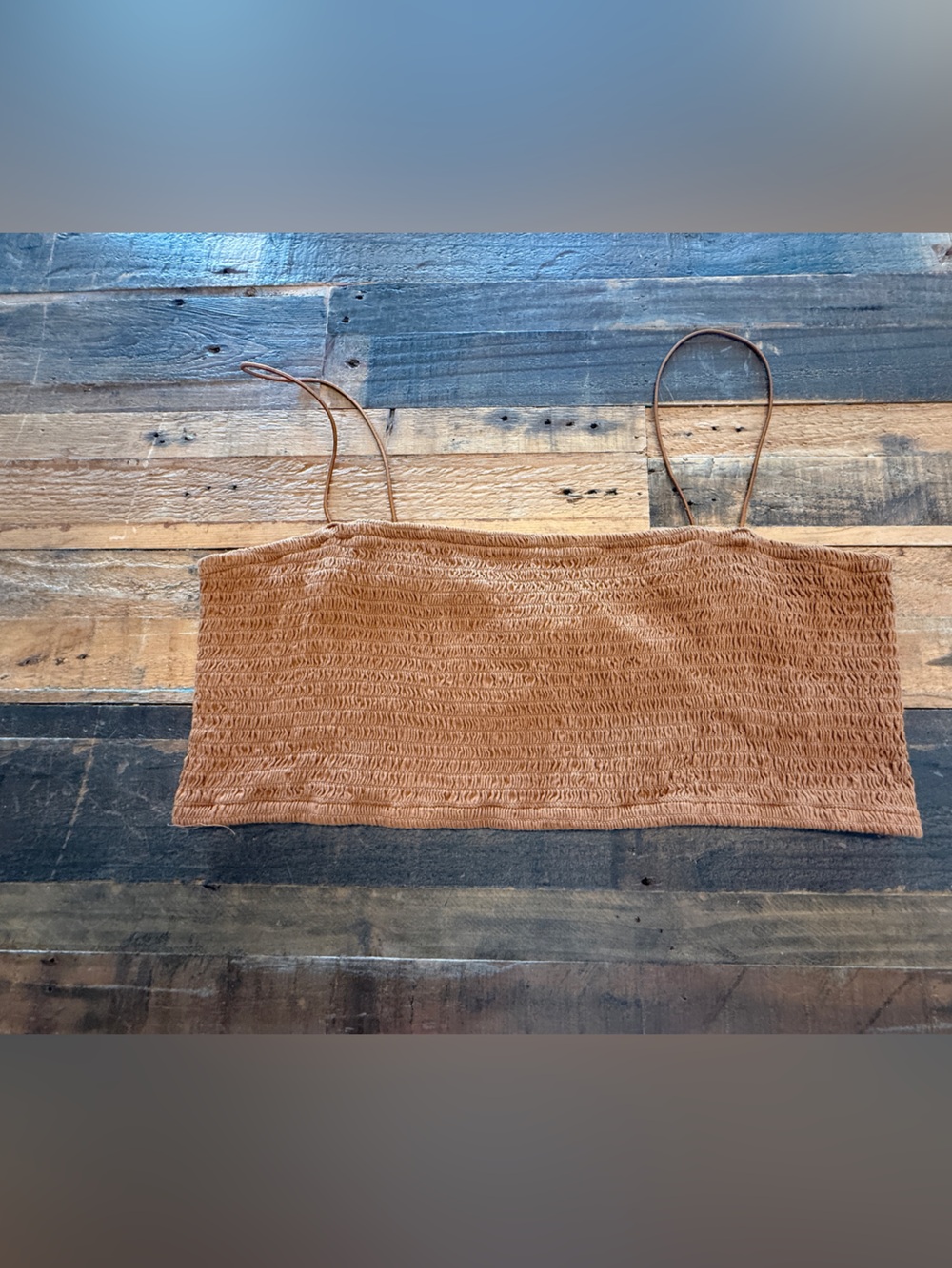 Anthropologie Rust Smocked Crop Top with Spaghetti Straps